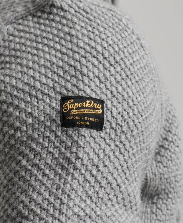 Superdry Hommes pull jacob henley vintage D64Z1275 vêtements gris clair