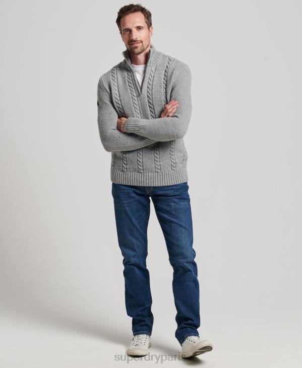 Superdry Hommes pull jacob henley vintage D64Z1275 vêtements gris clair