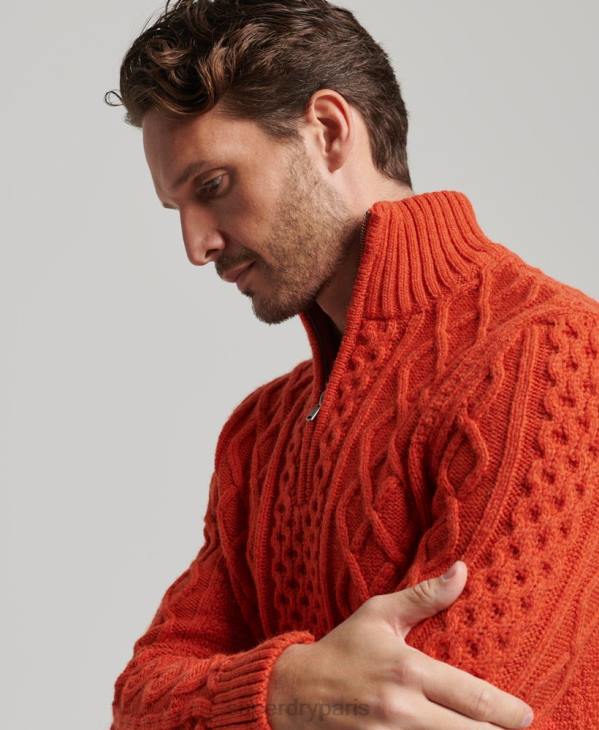 Superdry Hommes pull jacob henley vintage D64Z1300 vêtements orange