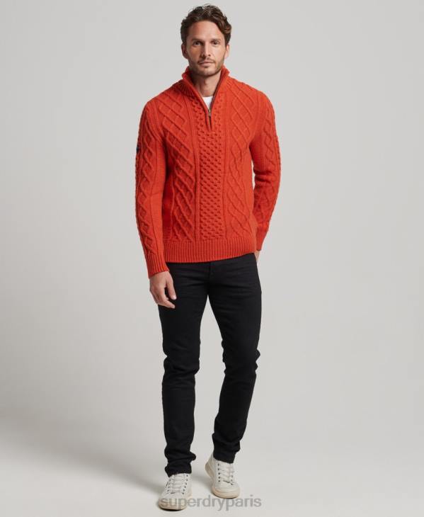 Superdry Hommes pull jacob henley vintage D64Z1300 vêtements orange