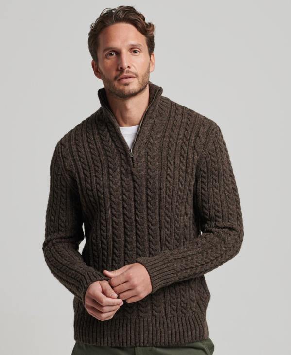 Superdry Hommes pull jacob henley vintage D64Z1322 vêtements brun