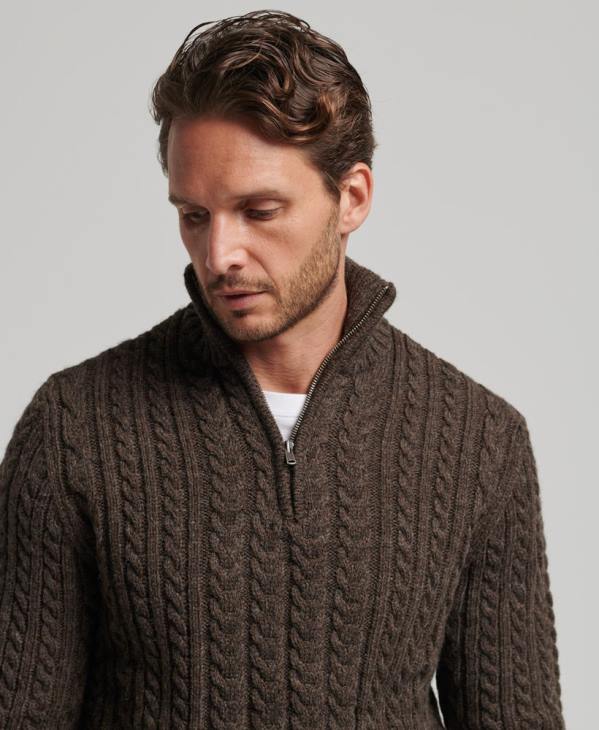 Superdry Hommes pull jacob henley vintage D64Z1322 vêtements brun