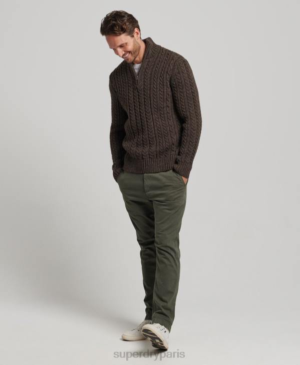 Superdry Hommes pull jacob henley vintage D64Z1322 vêtements brun