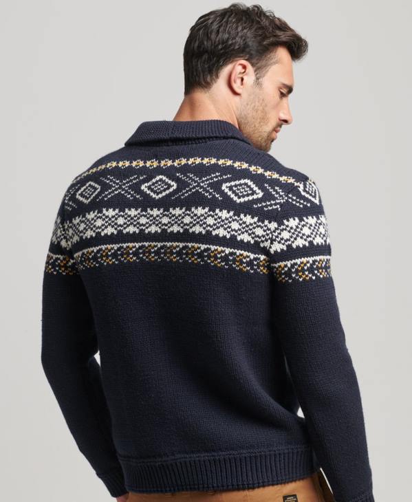 Superdry Hommes pull à motif châle en maille D64Z5241 vêtements bleu