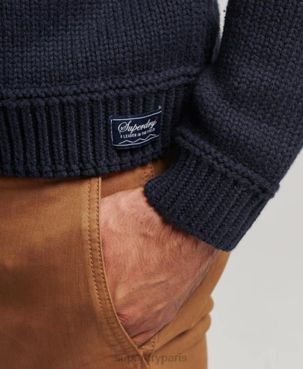 Superdry Hommes pull à motif châle en maille D64Z5241 vêtements bleu