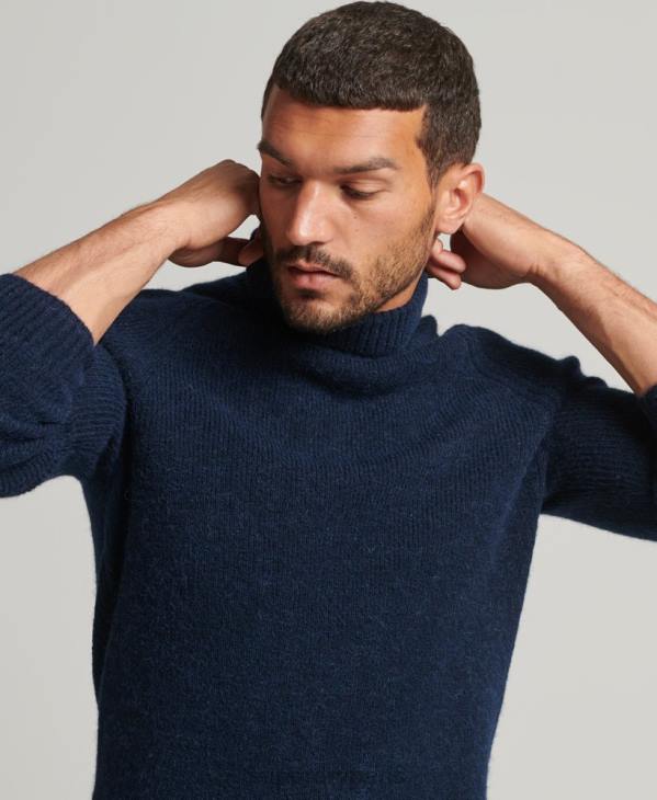 Superdry Hommes pull épais à col roulé en alpaga D64Z1262 vêtements marine