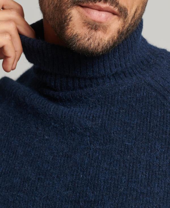 Superdry Hommes pull épais à col roulé en alpaga D64Z1262 vêtements marine