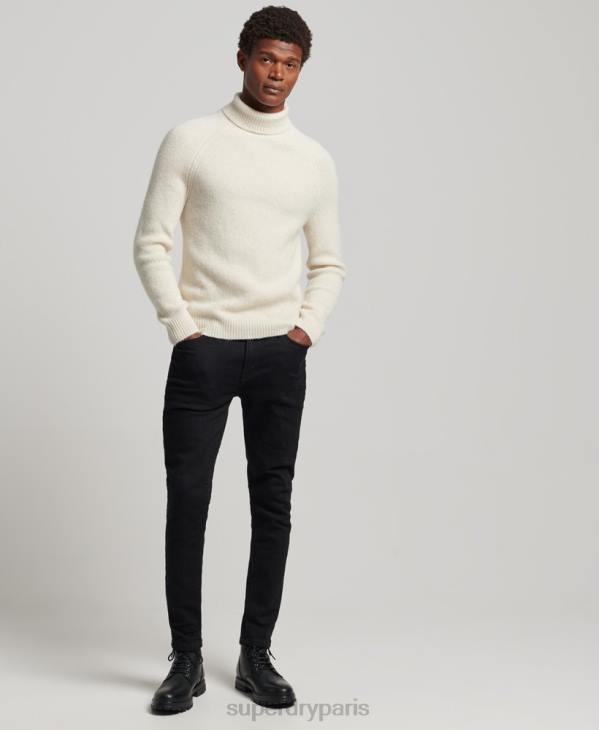 Superdry Hommes pull épais à col roulé en alpaga D64Z1267 vêtements blanc