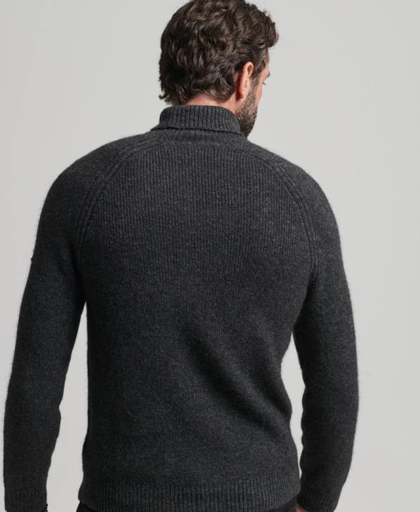 Superdry Hommes pull épais à col roulé en alpaga D64Z1289 vêtements gris foncé