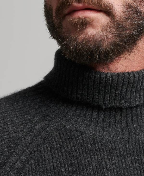 Superdry Hommes pull épais à col roulé en alpaga D64Z1289 vêtements gris foncé