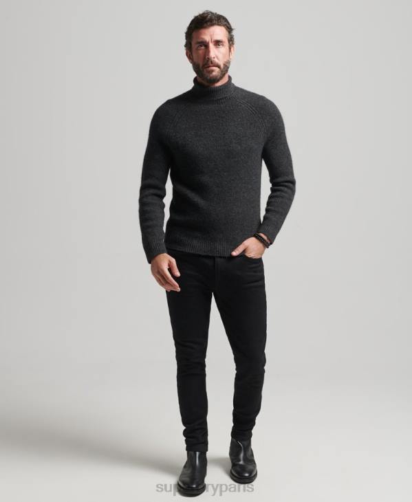 Superdry Hommes pull épais à col roulé en alpaga D64Z1289 vêtements gris foncé