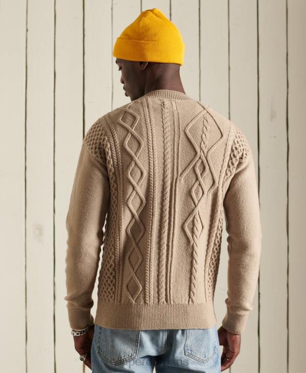Superdry Hommes pull patchwork à torsades D64Z5313 vêtements crème