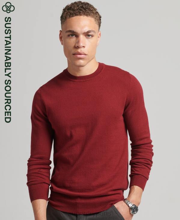 Superdry Hommes pull ras du cou en coton bio et cachemire D64Z1237 vêtements rouge