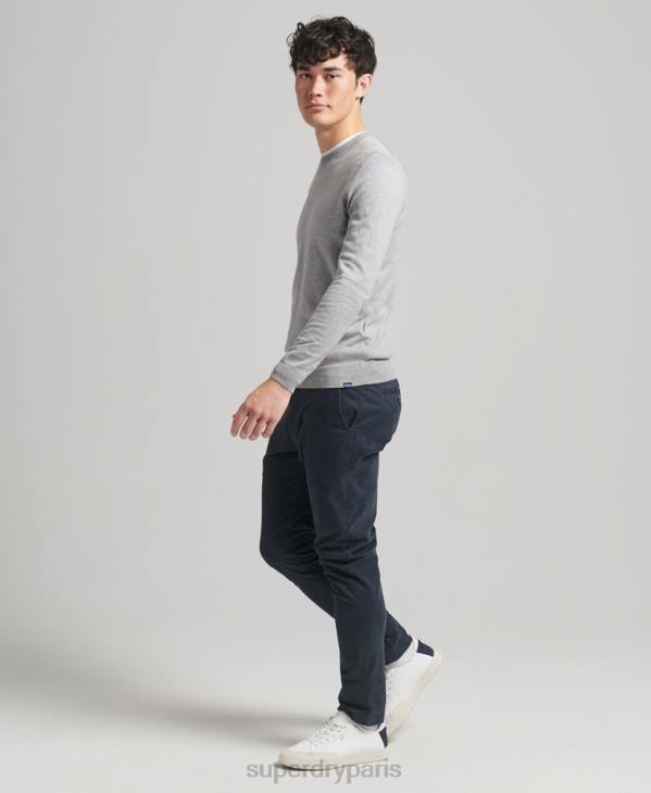 Superdry Hommes pull ras du cou en coton bio et cachemire D64Z1240 vêtements gris