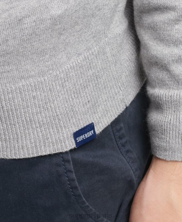 Superdry Hommes pull ras du cou en coton bio et cachemire D64Z1240 vêtements gris