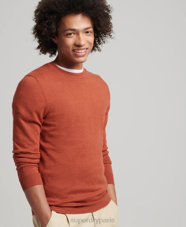 Superdry Hommes pull ras du cou en coton bio et cachemire D64Z1243 vêtements orange
