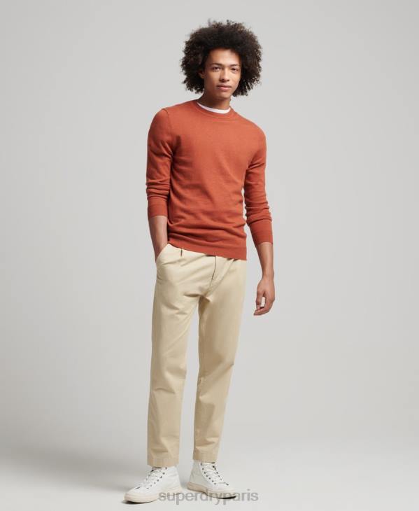 Superdry Hommes pull ras du cou en coton bio et cachemire D64Z1243 vêtements orange