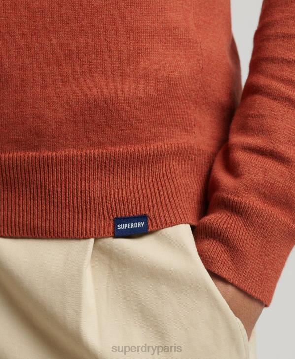 Superdry Hommes pull ras du cou en coton bio et cachemire D64Z1243 vêtements orange