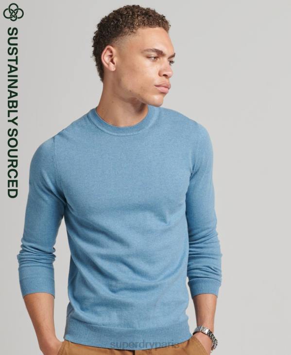Superdry Hommes pull ras du cou en coton bio et cachemire D64Z1261 vêtements bleu