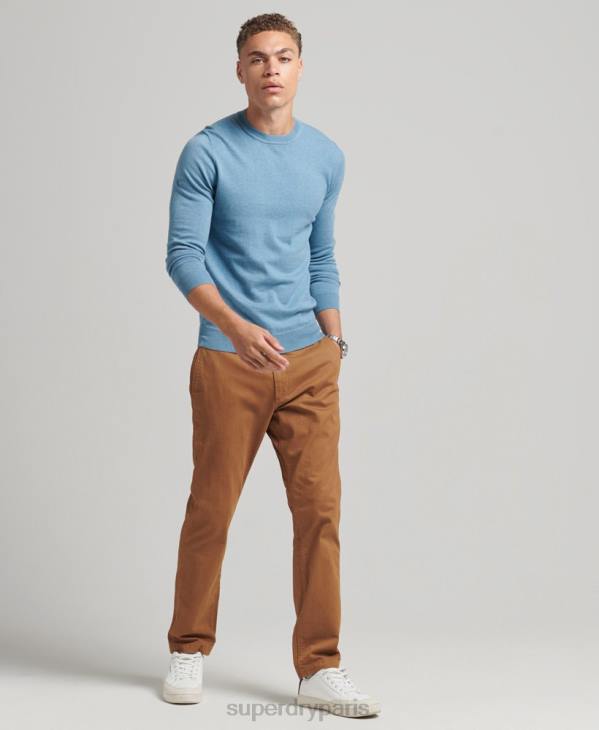 Superdry Hommes pull ras du cou en coton bio et cachemire D64Z1261 vêtements bleu