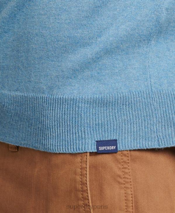 Superdry Hommes pull ras du cou en coton bio et cachemire D64Z1261 vêtements bleu