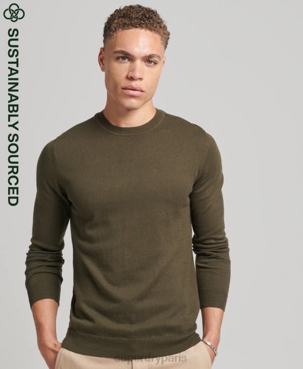 Superdry Hommes pull ras du cou en coton bio et cachemire D64Z1307 vêtements vert