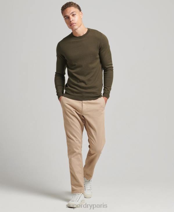 Superdry Hommes pull ras du cou en coton bio et cachemire D64Z1307 vêtements vert