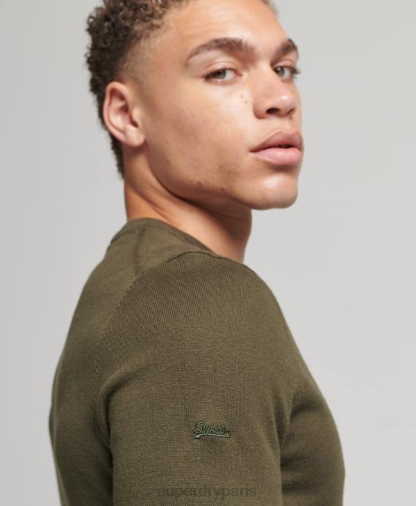 Superdry Hommes pull ras du cou en coton bio et cachemire D64Z1307 vêtements vert