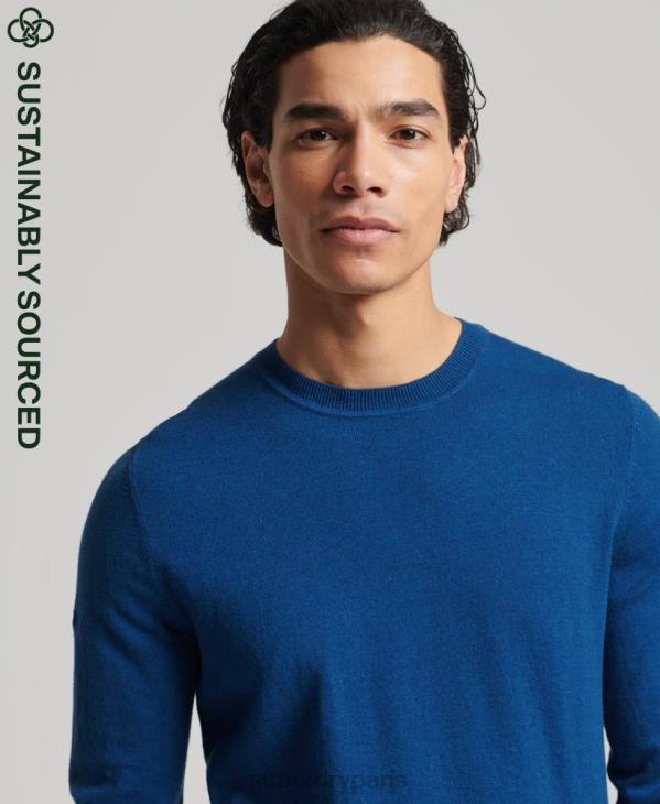 Superdry Hommes pull ras du cou en coton bio et cachemire D64Z1344 vêtements bleu