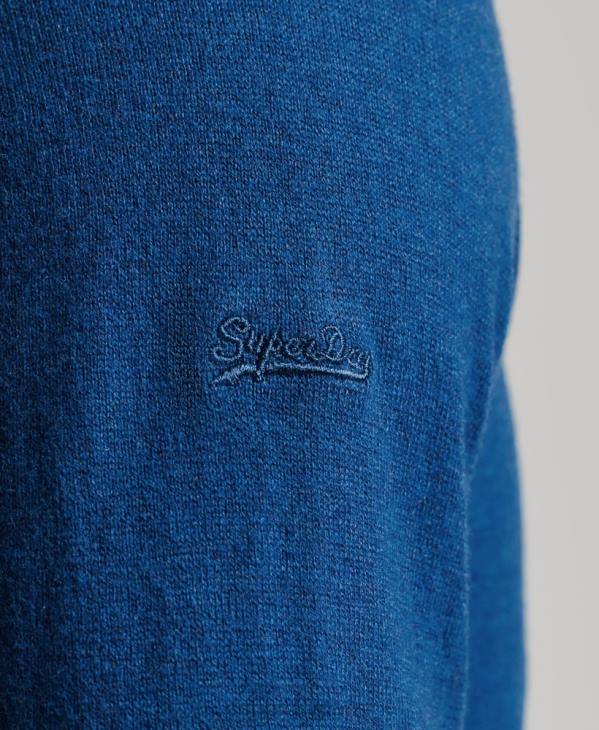 Superdry Hommes pull ras du cou en coton bio et cachemire D64Z1344 vêtements bleu