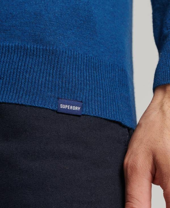 Superdry Hommes pull ras du cou en coton bio et cachemire D64Z1344 vêtements bleu