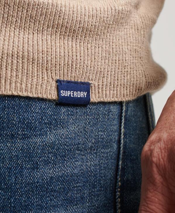 Superdry Hommes pull ras du cou en coton bio et cachemire D64Z5264 vêtements beige