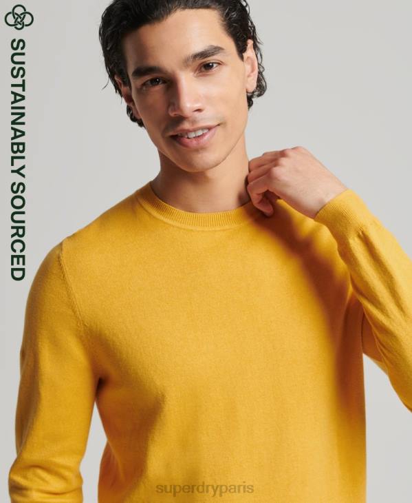Superdry Hommes pull ras du cou en coton bio et cachemire D64Z5271 vêtements jaune