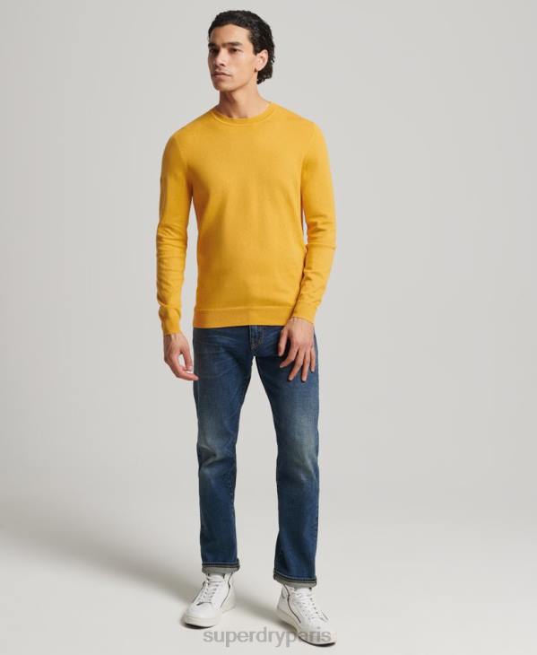 Superdry Hommes pull ras du cou en coton bio et cachemire D64Z5271 vêtements jaune