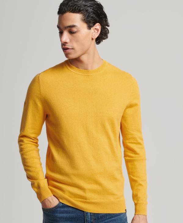 Superdry Hommes pull ras du cou en coton bio et cachemire D64Z5271 vêtements jaune
