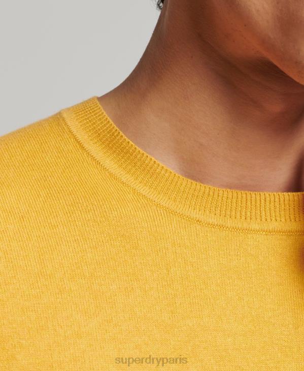 Superdry Hommes pull ras du cou en coton bio et cachemire D64Z5271 vêtements jaune