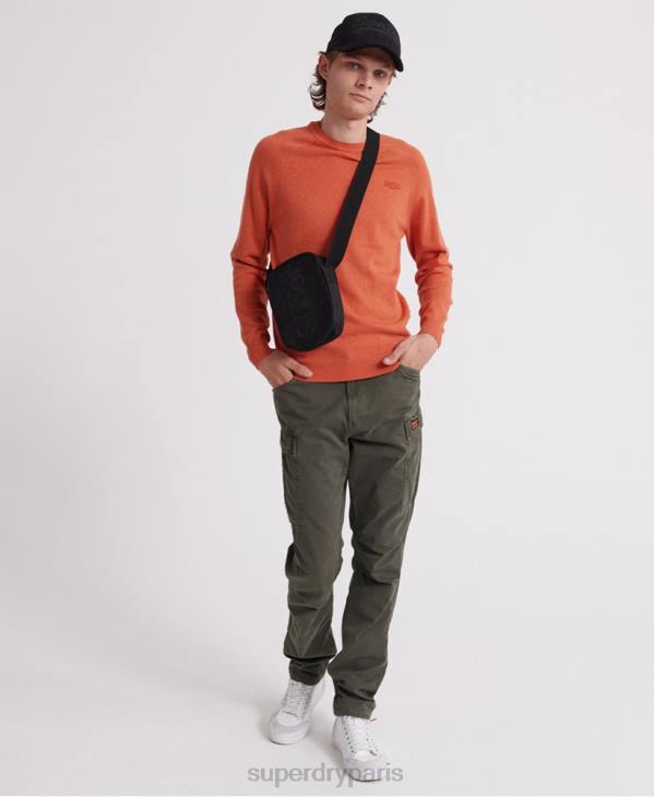 Superdry Hommes pull ras du cou en coton à étiquette orange D64Z1359 vêtements orange