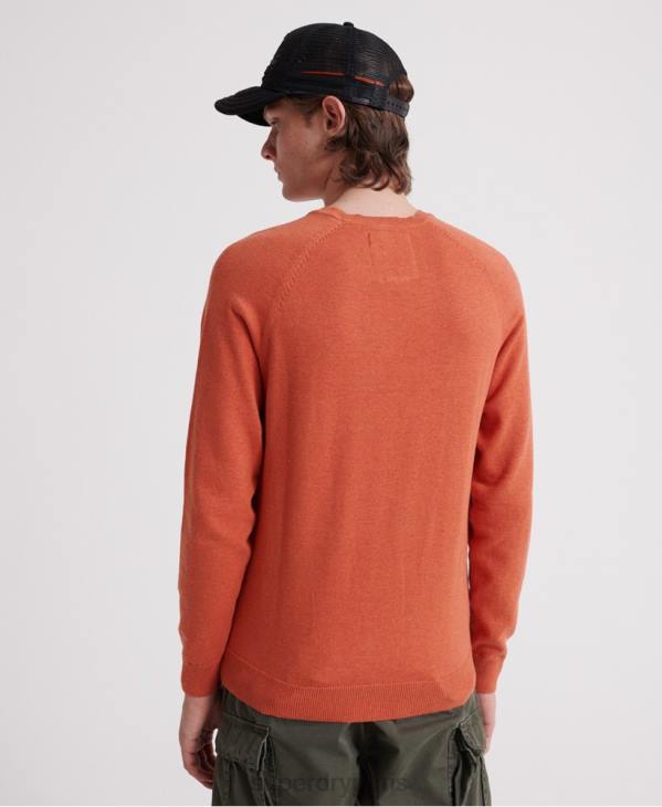 Superdry Hommes pull ras du cou en coton à étiquette orange D64Z1359 vêtements orange
