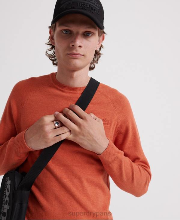 Superdry Hommes pull ras du cou en coton à étiquette orange D64Z1359 vêtements orange