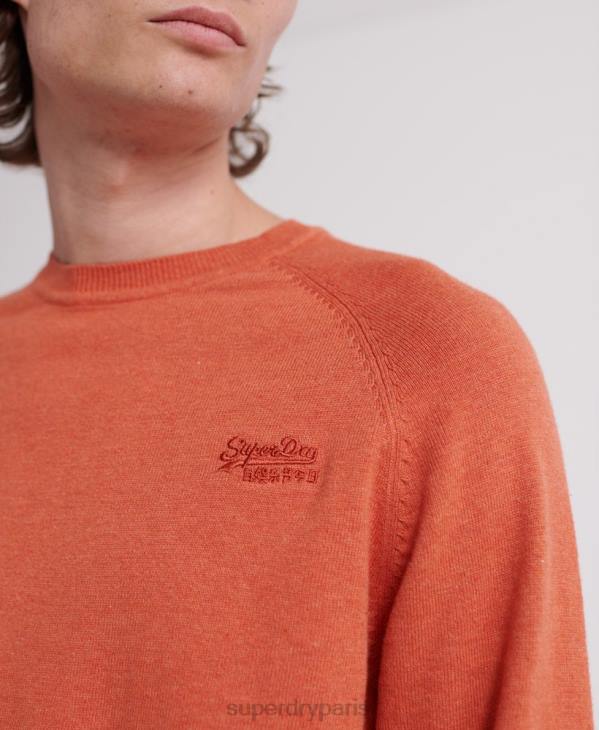 Superdry Hommes pull ras du cou en coton à étiquette orange D64Z1359 vêtements orange