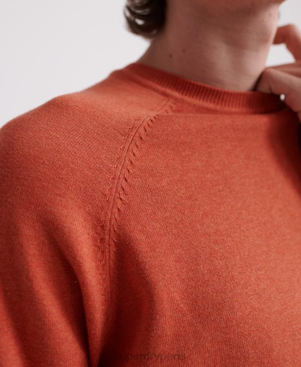 Superdry Hommes pull ras du cou en coton à étiquette orange D64Z1359 vêtements orange