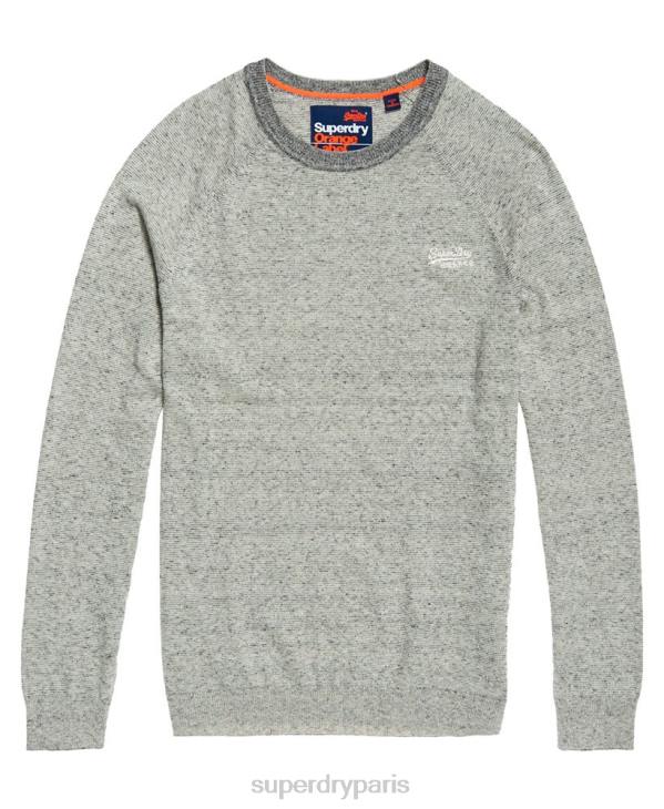 Superdry Hommes pull ras du cou en coton à étiquette orange D64Z1369 vêtements gris clair
