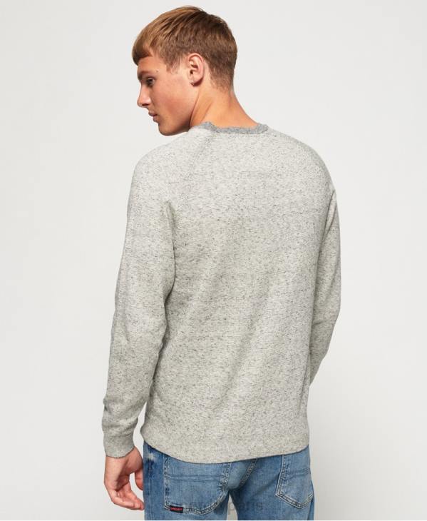 Superdry Hommes pull ras du cou en coton à étiquette orange D64Z1369 vêtements gris clair