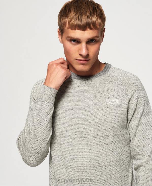 Superdry Hommes pull ras du cou en coton à étiquette orange D64Z1369 vêtements gris clair