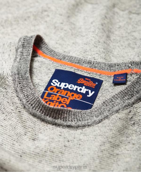 Superdry Hommes pull ras du cou en coton à étiquette orange D64Z1369 vêtements gris clair