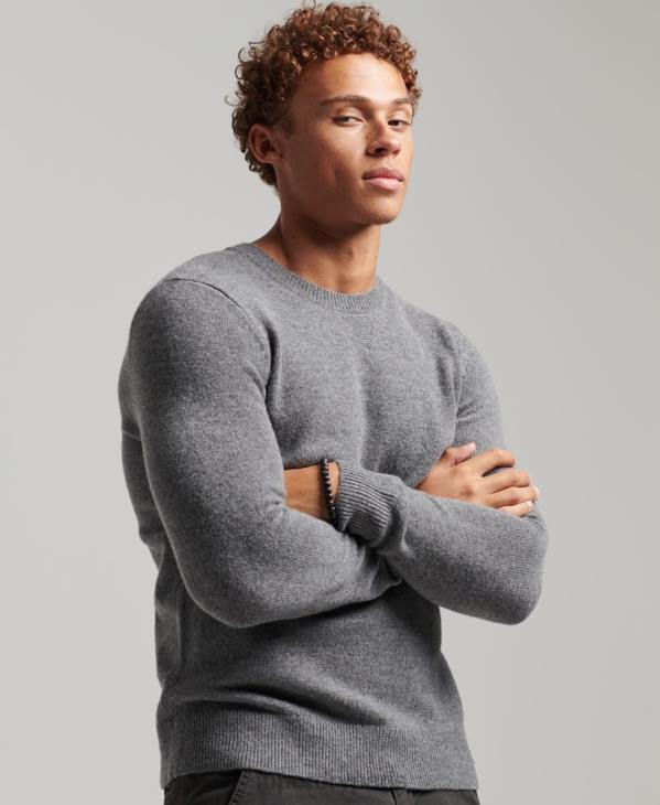 Superdry Hommes pull ras du cou en laine d'agneau D64Z1247 vêtements gris clair