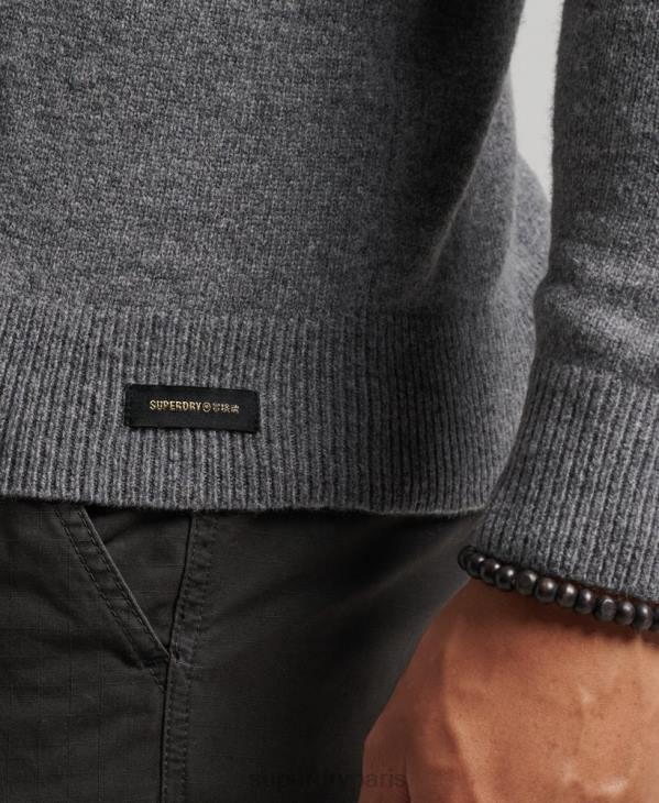 Superdry Hommes pull ras du cou en laine d'agneau D64Z1247 vêtements gris clair