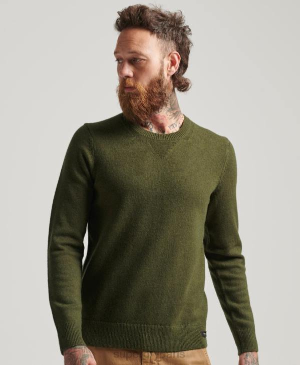 Superdry Hommes pull ras du cou en laine d'agneau D64Z1282 vêtements vert