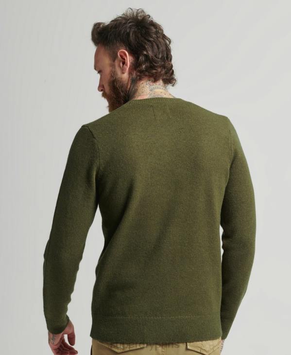 Superdry Hommes pull ras du cou en laine d'agneau D64Z1282 vêtements vert