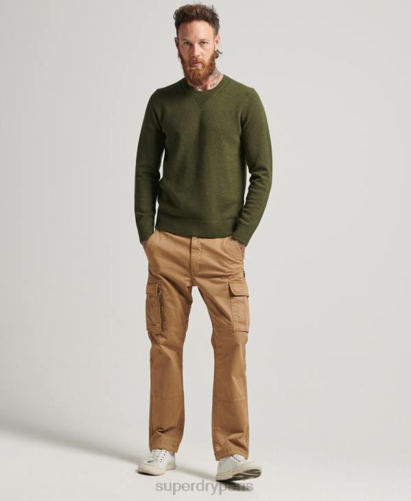 Superdry Hommes pull ras du cou en laine d'agneau D64Z1282 vêtements vert